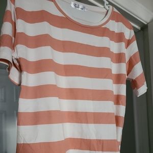 Peach and white striped top